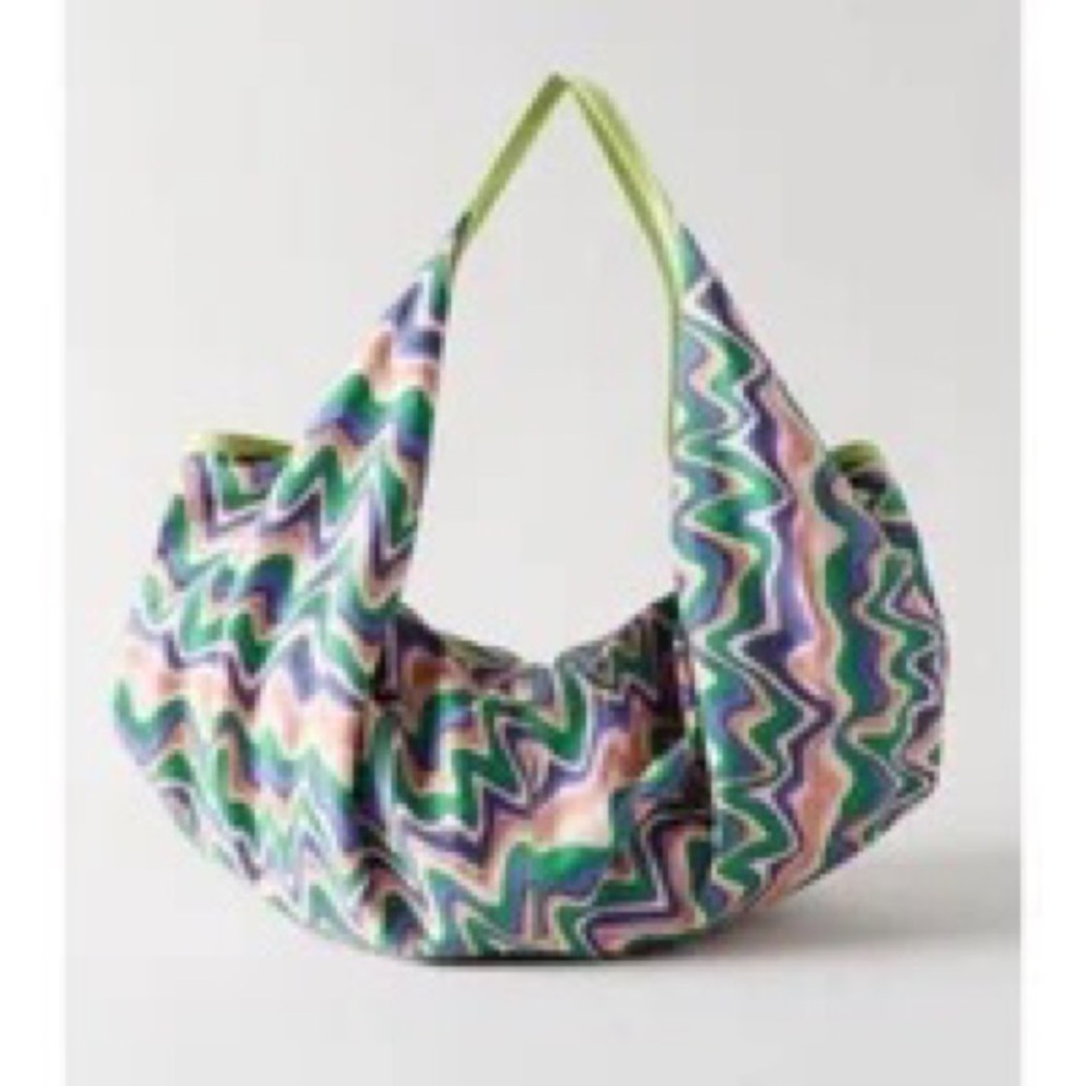 Urban Outfitters Origami Shoulder Canvas Bag Large Zig Zag Multicolor